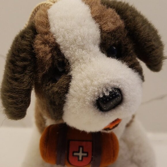 Vintage Saint Bernard Dog Rescue dog plush stuffed animal  bag 6" tall by 9"wide - Picture 3 of 10